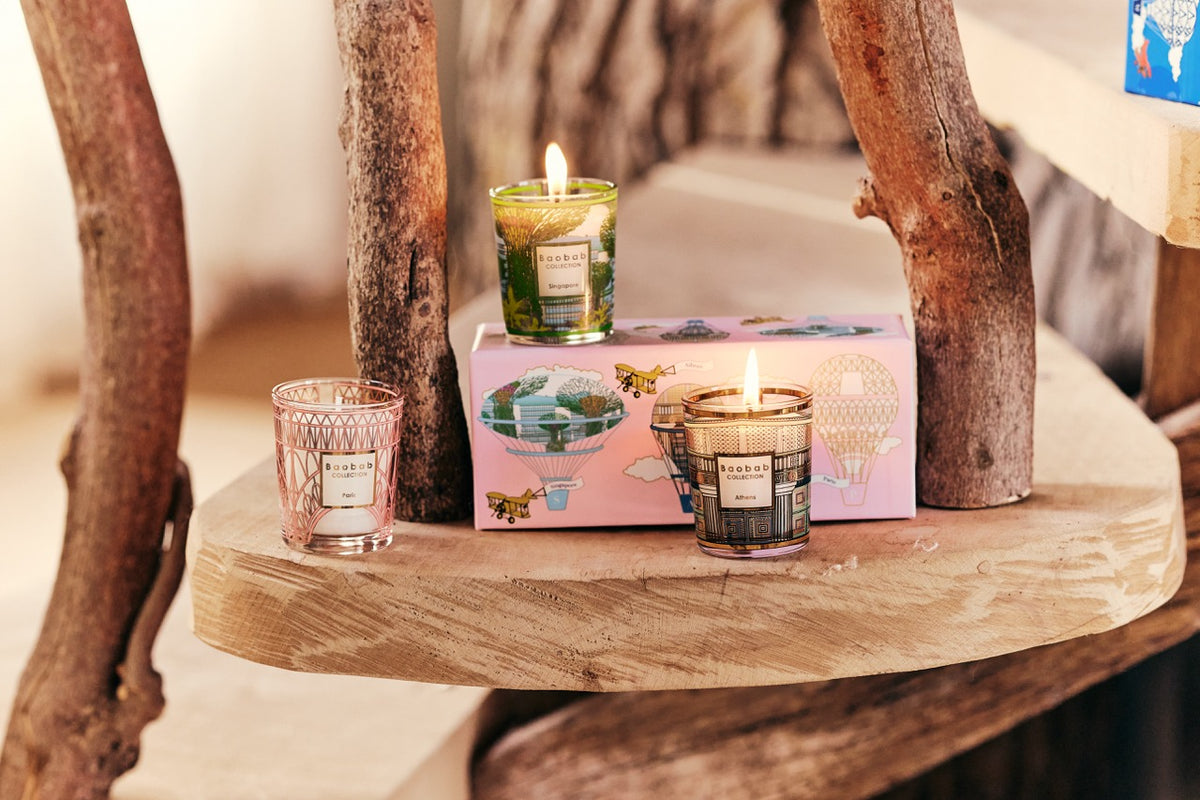 Trio Travel Candles My First Baobab Trio Singapore-Athens-Paris