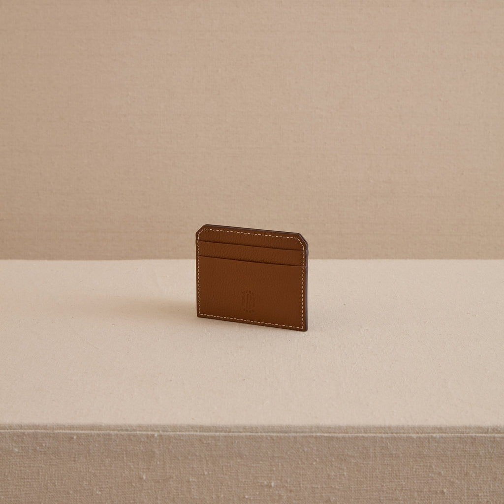 Card Case in Tumbled Grain Acorn