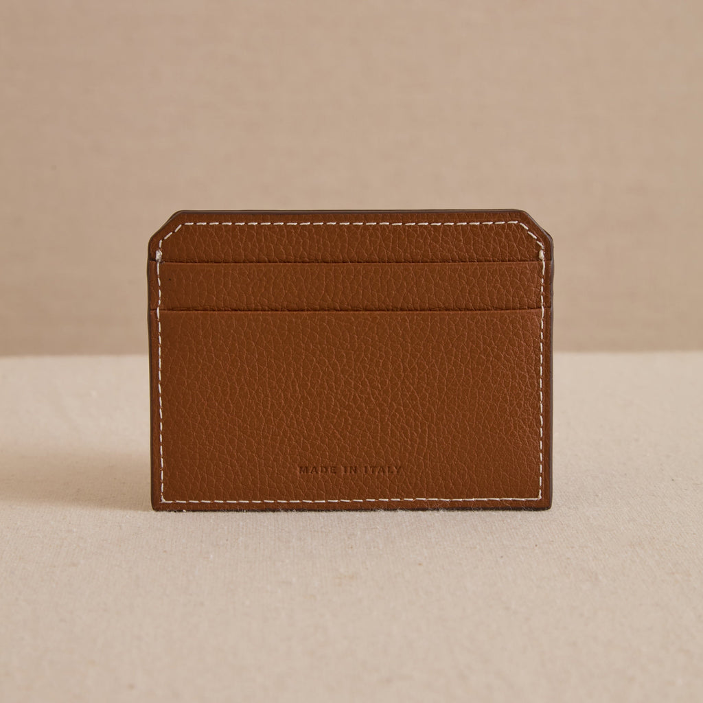 Card Case in Tumbled Grain Acorn