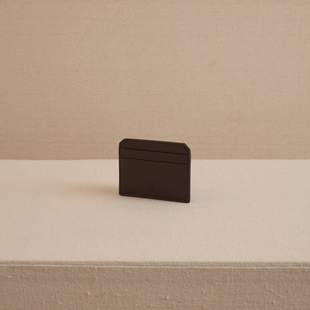 Card Case in Tumbled Grain Chocolate