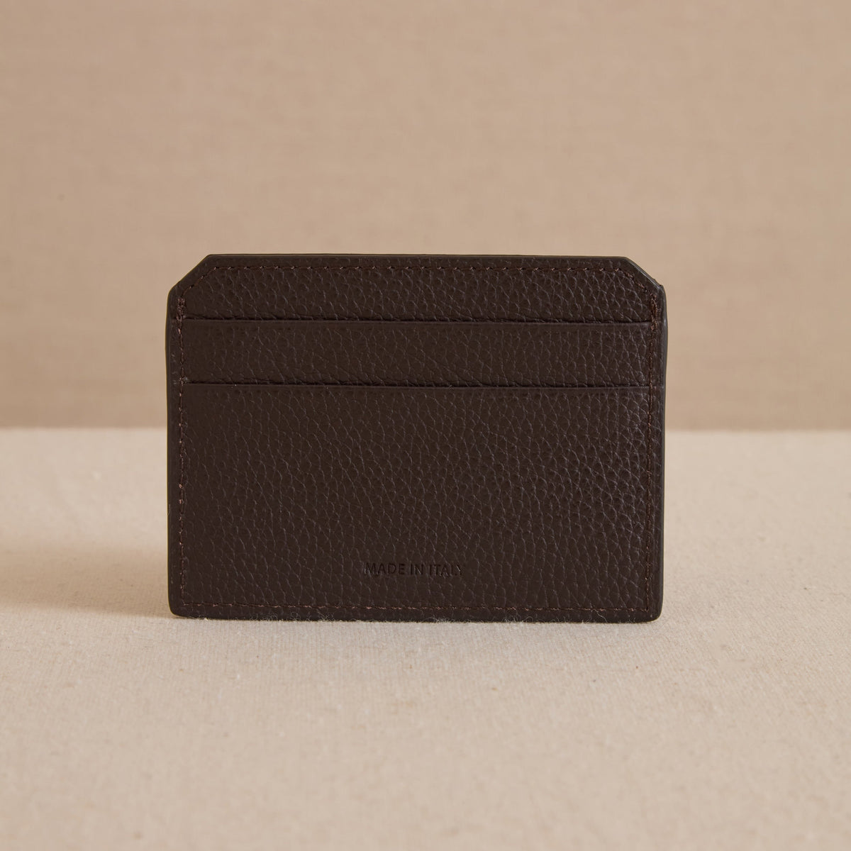 Card Case in Tumbled Grain Chocolate