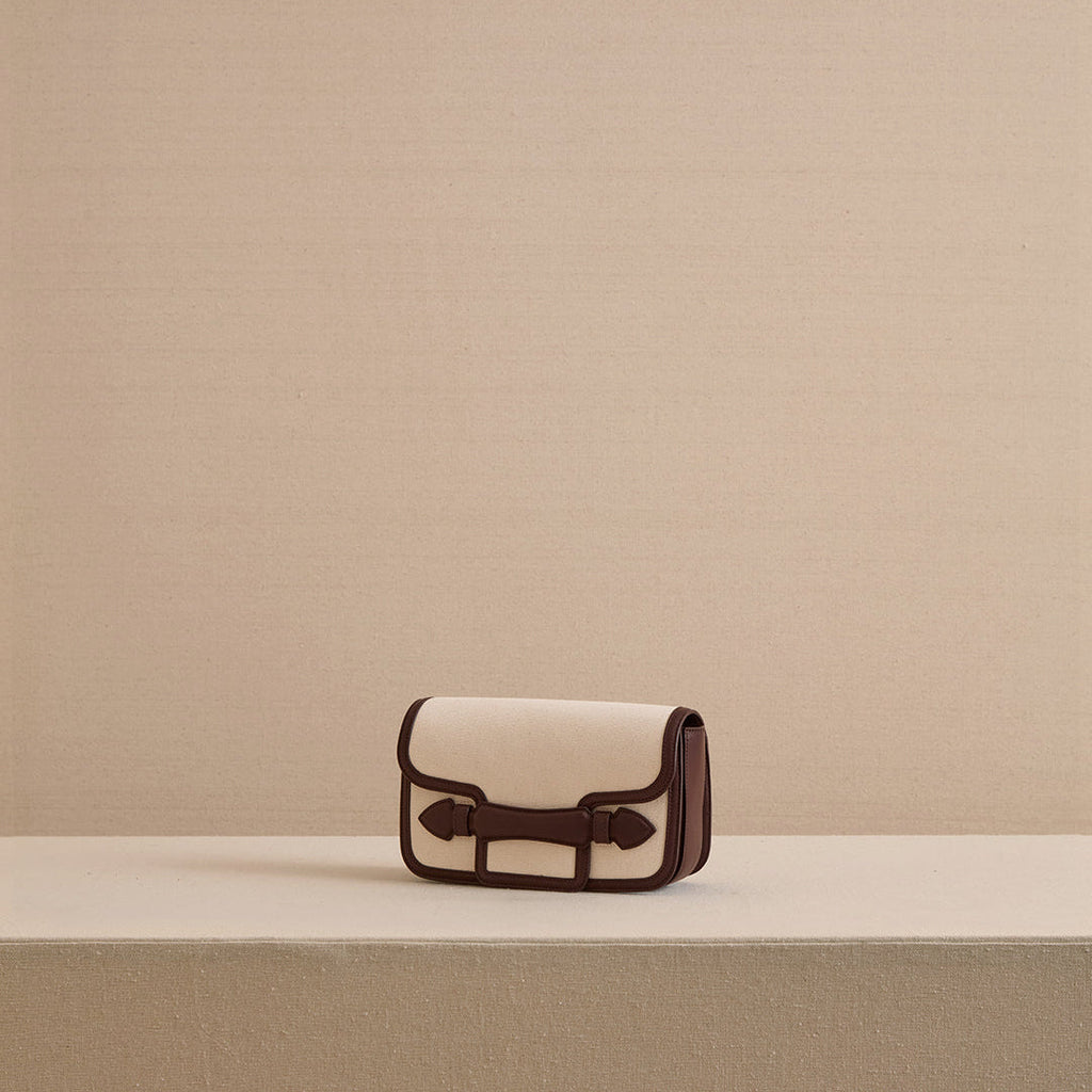 Romy Clutch in Canvas Natural & Soft Chocolate