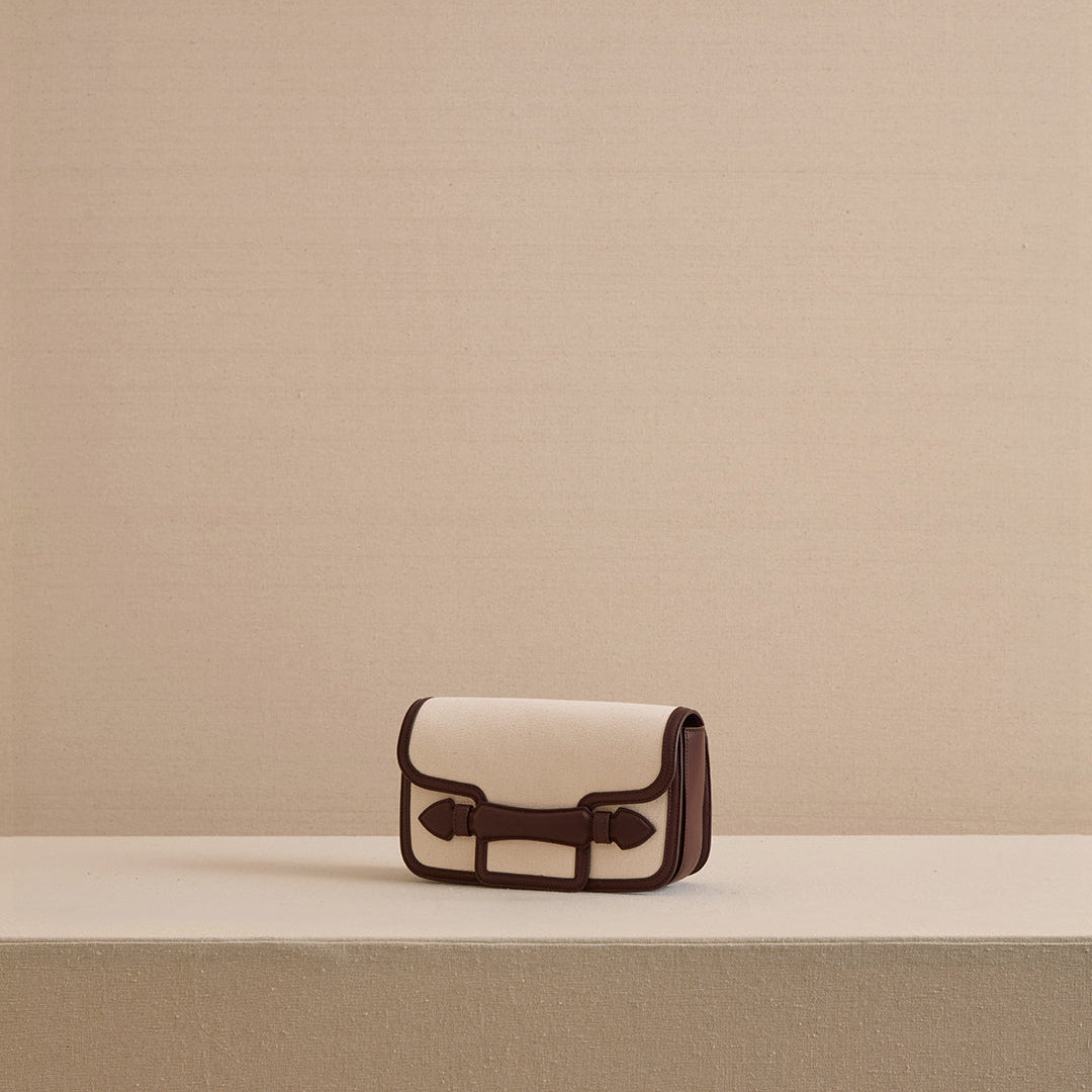 Romy Clutch in Canvas Natural & Soft Chocolate