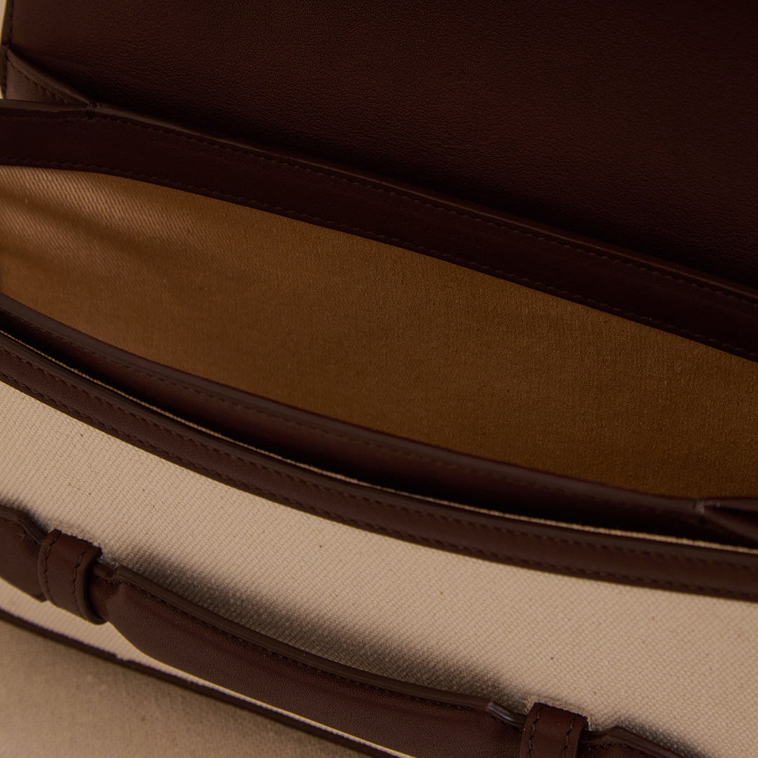 Romy Clutch in Canvas Natural & Soft Chocolate