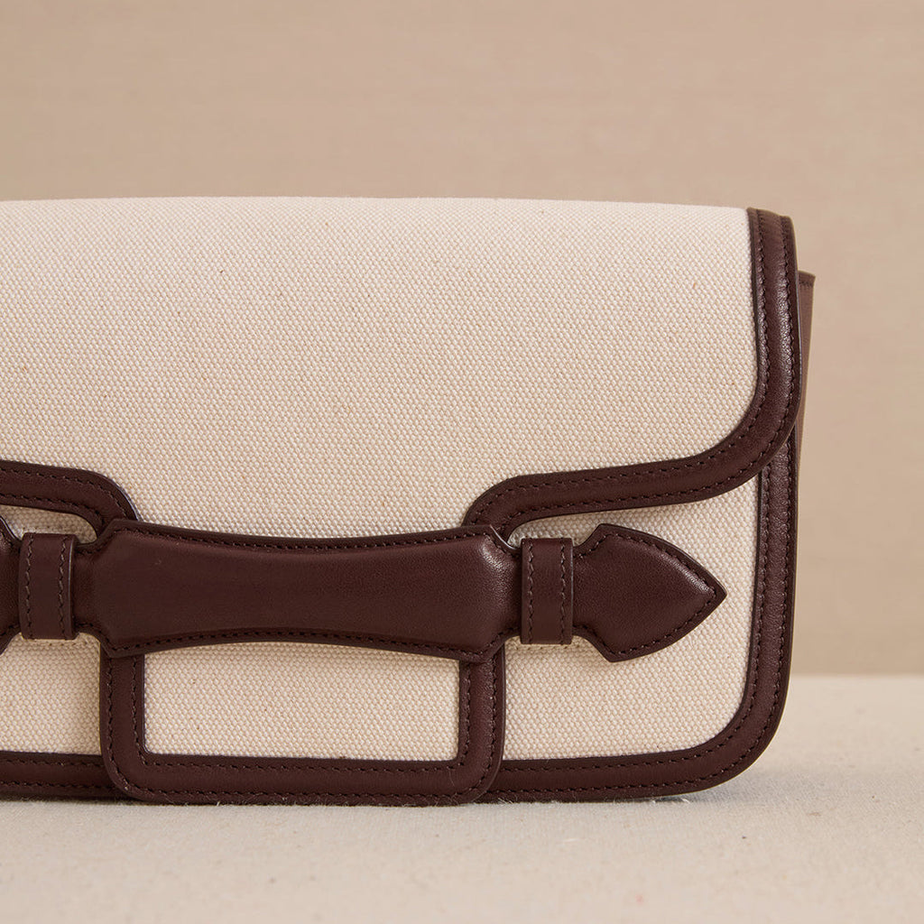 Romy Clutch in Canvas Natural & Soft Chocolate