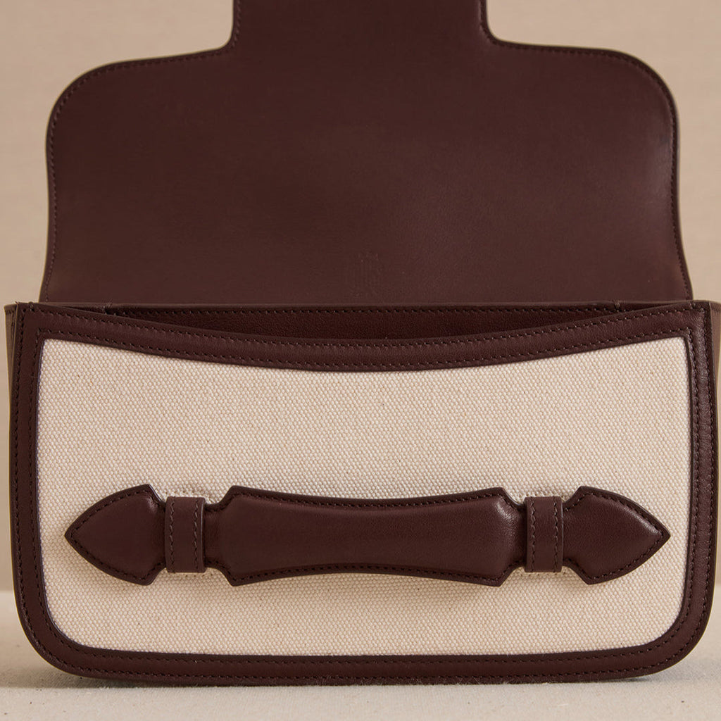 Romy Clutch in Canvas Natural & Soft Chocolate