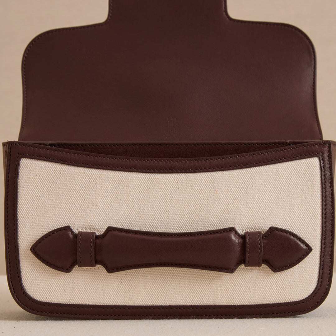 Romy Clutch in Canvas Natural & Soft Chocolate