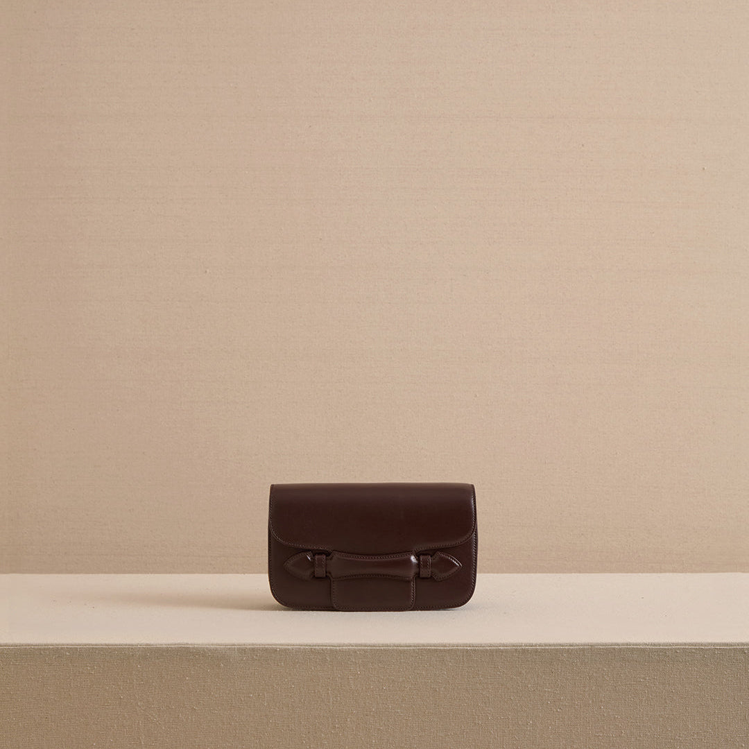 Romy Clutch in Box Calf Palmellato Chocolate