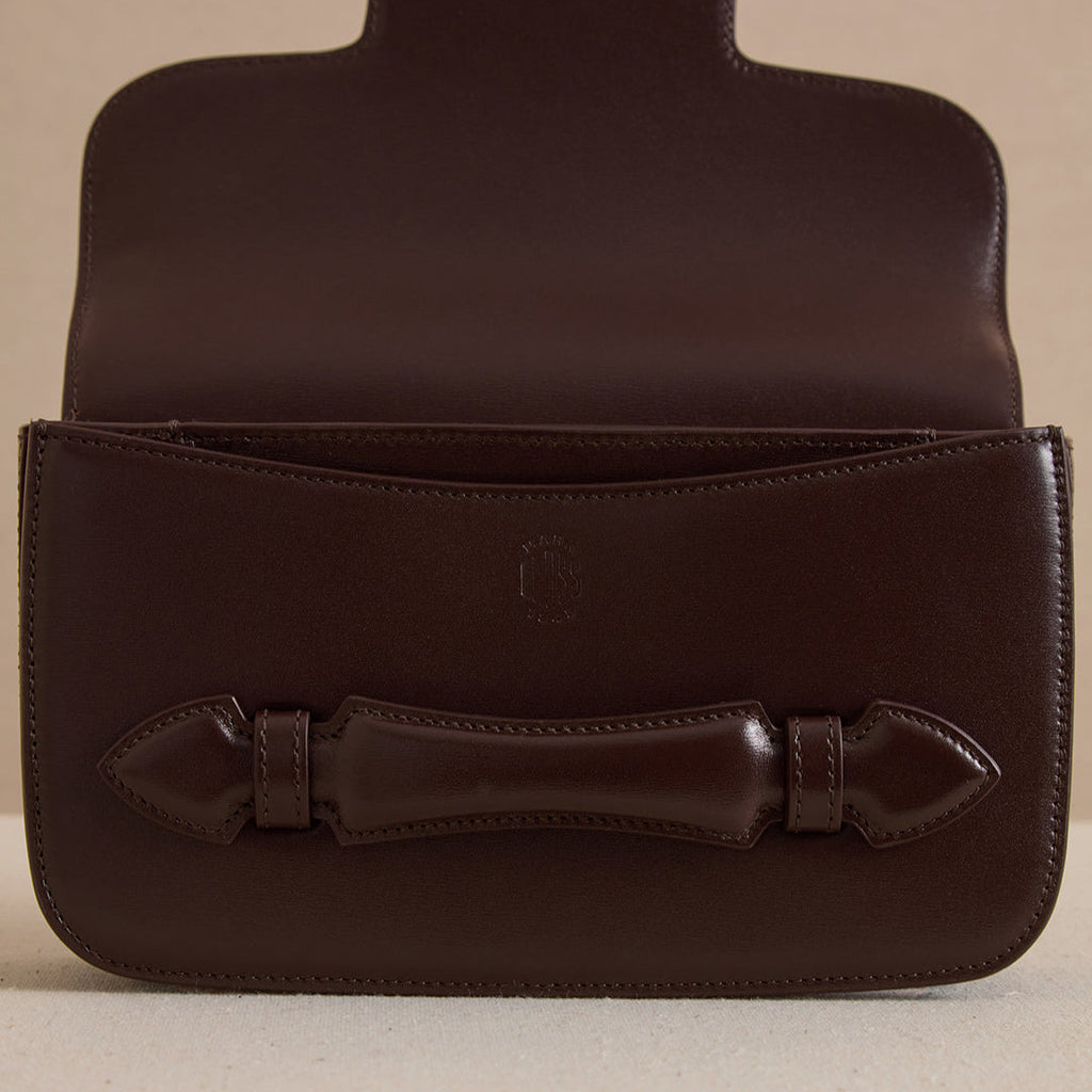 Romy Clutch in Box Calf Palmellato Chocolate