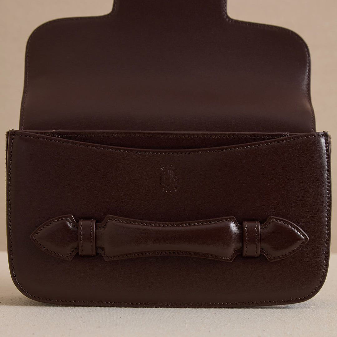 Romy Clutch in Box Calf Palmellato Chocolate