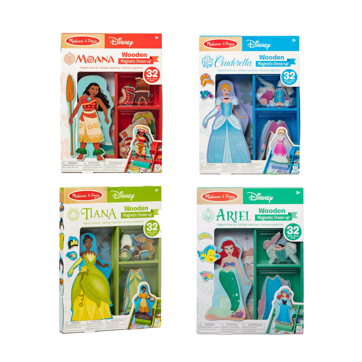 Disney Princess Magnetic Dress Up Kit: Moana, Tiana, Ariel & Cinderella