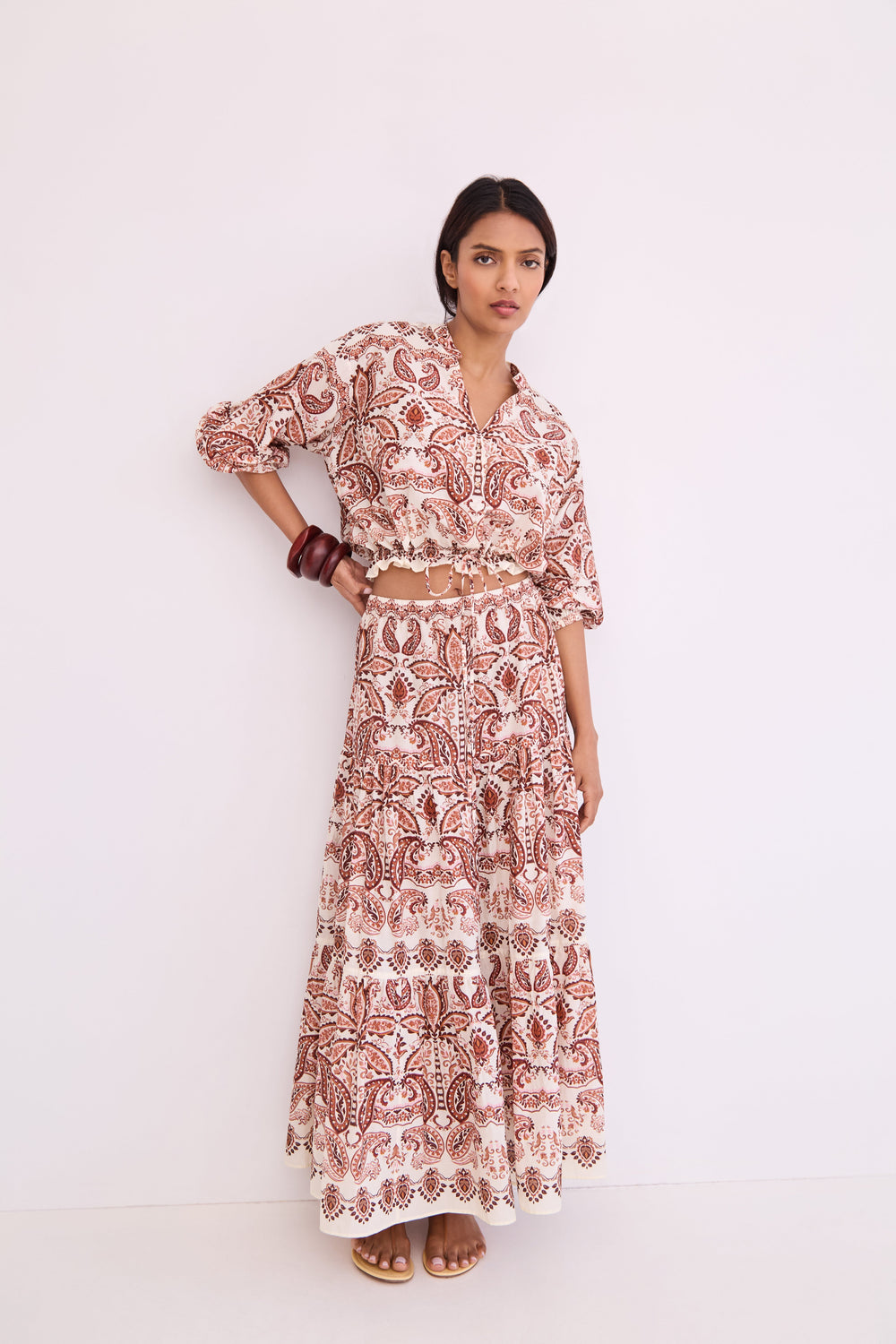 Melanie Skirt in Palm Paisley Ivory