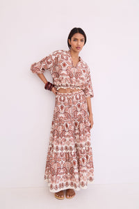 Melanie Skirt in Palm Paisley Ivory