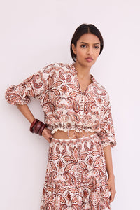 Perrin Top in Palm Paisley Ivory