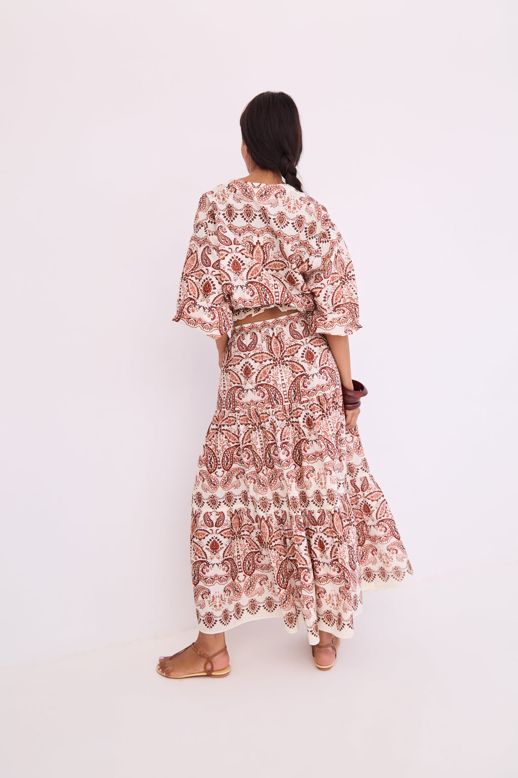 Melanie Skirt in Palm Paisley Ivory