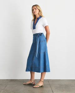 Hudley Skirt in Medium Indigo Blue