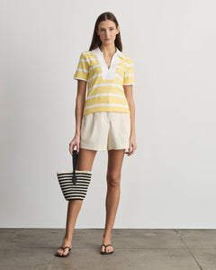 Melanie Top in Lemon Meringue & White Wide Stripe