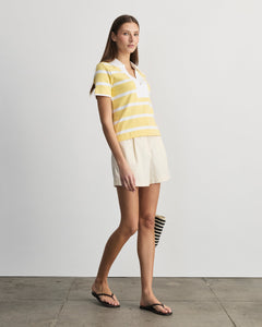 Melanie Top in Lemon Meringue & White Wide Stripe