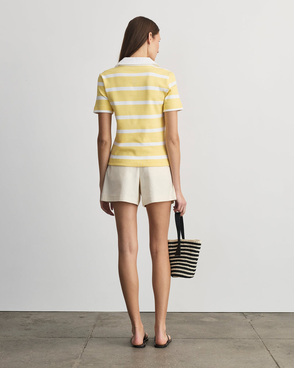 Melanie Top in Lemon Meringue & White Wide Stripe