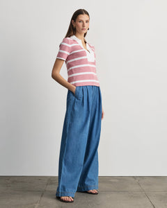 Melanie Top in Vintage Rose & White Wide Stripe