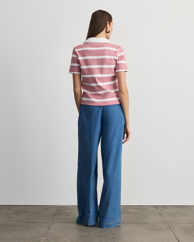 Melanie Top in Vintage Rose & White Wide Stripe