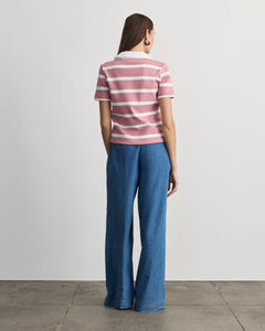 Melanie Top in Vintage Rose & White Wide Stripe
