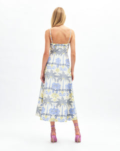 Meredith Dress in Cream/Cornflower Multi