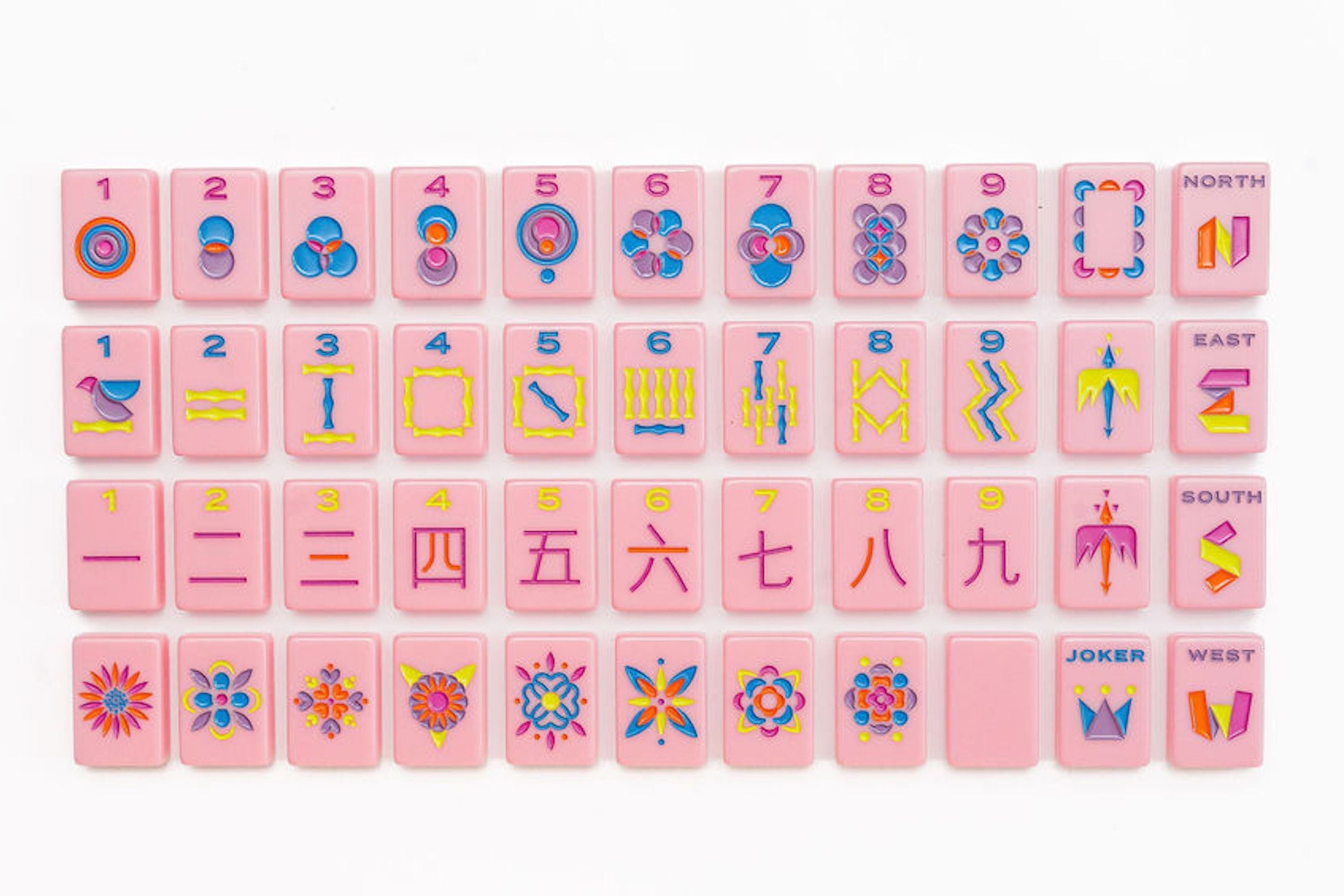 The Minimal Line: Petal Pink Mahjong Tiles