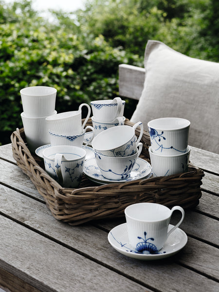 Blue Fluted Plain High Handle Mug 11 Oz