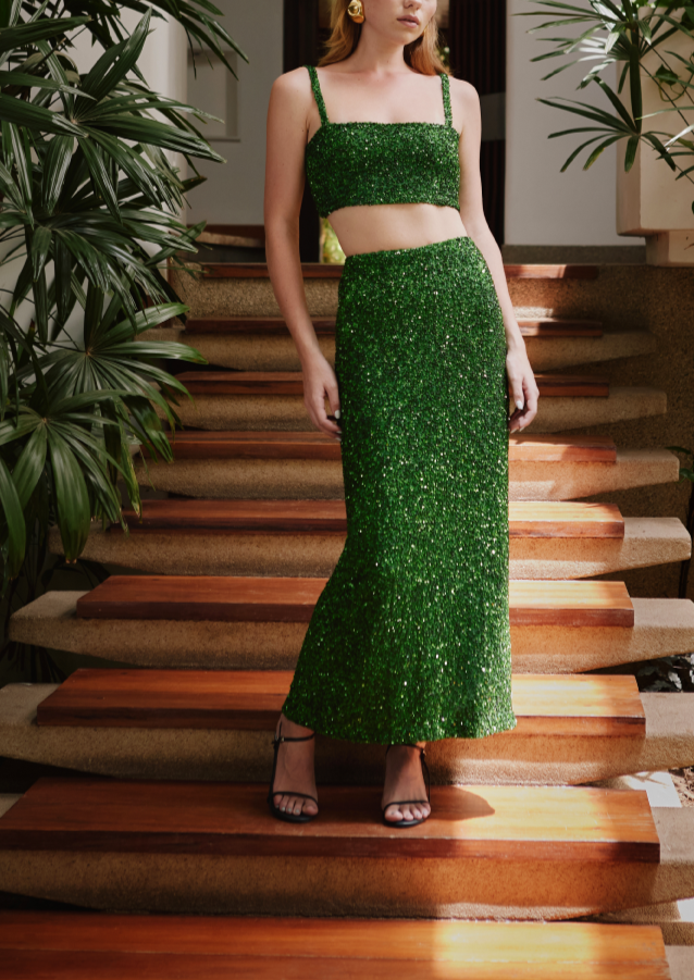 MI LUZ SKIRT IN EMERALD GREEN - No Pise La Grama Web