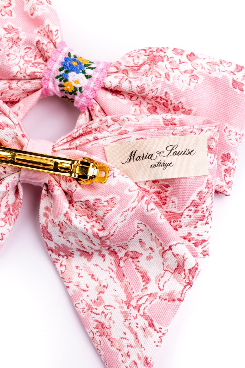 Farmhouse Toile Bow in Pink