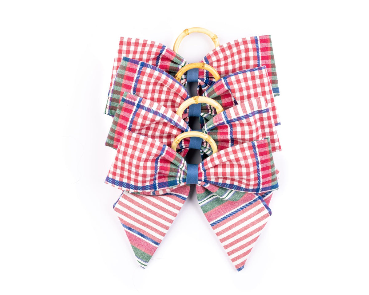 Blush Provence Plaid Napkin Rings in Pink, Set of 4