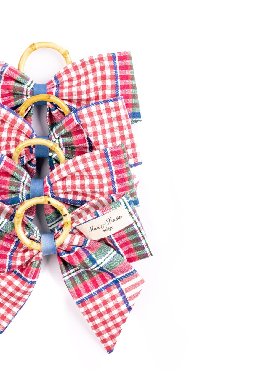 Blush Provence Plaid Napkin Rings in Pink, Set of 4