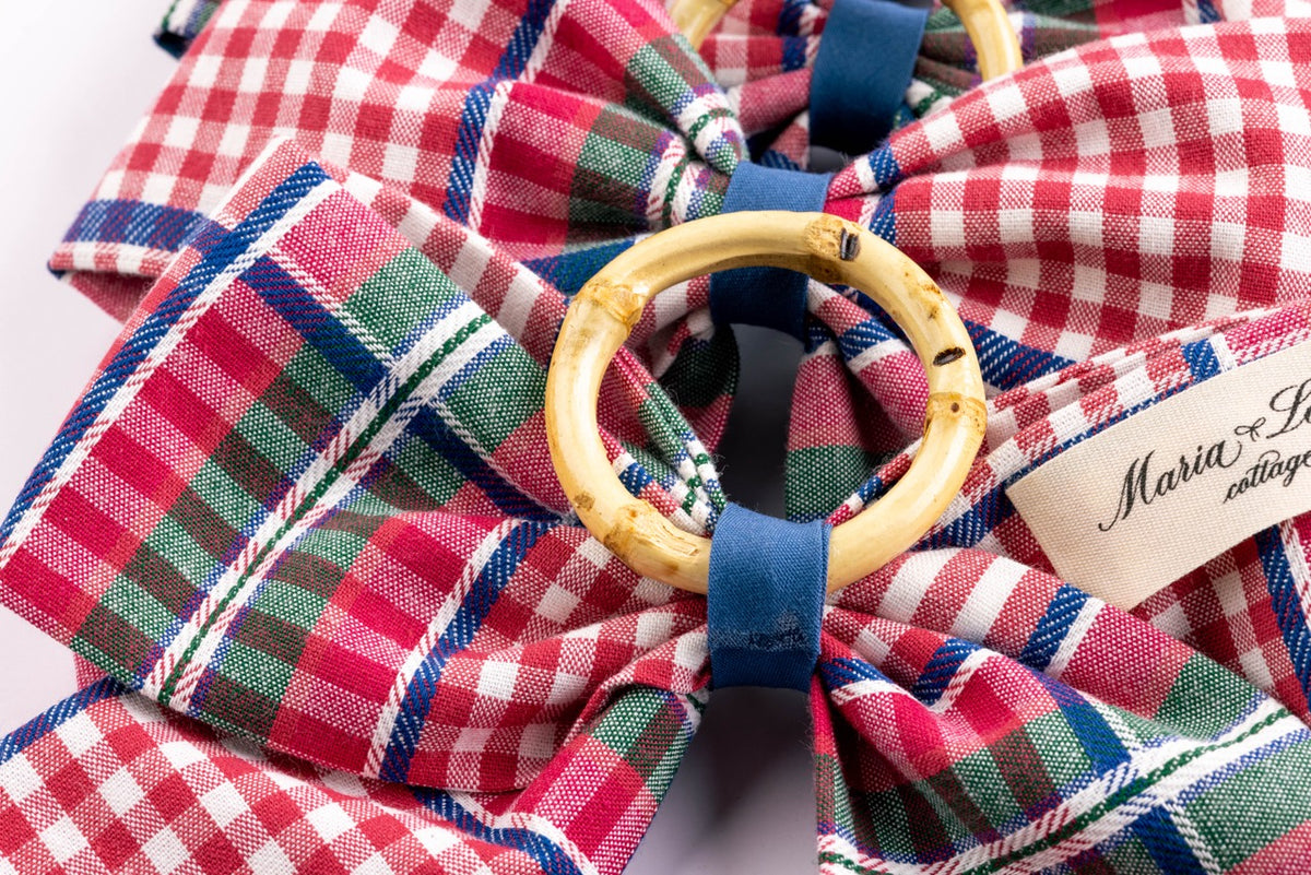 Blush Provence Plaid Napkin Rings in Pink, Set of 4