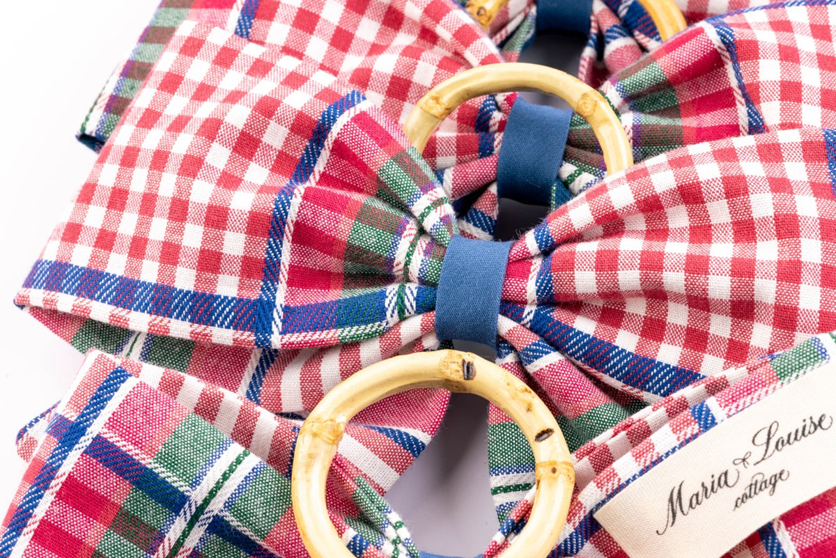 Blush Provence Plaid Napkin Rings in Pink, Set of 4