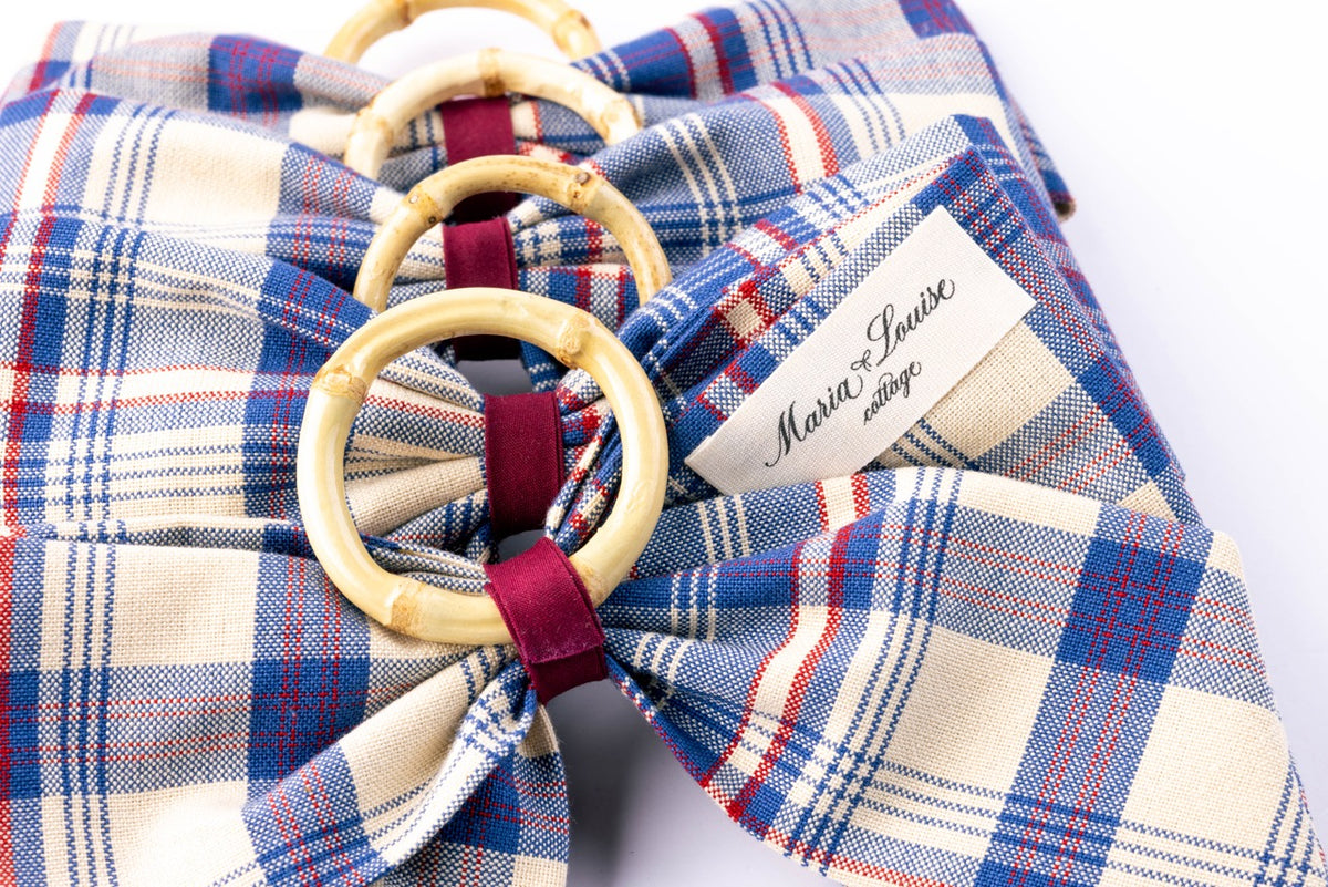 Marseille Indigo Plaid Napkin Rings in Blue, Set of 4