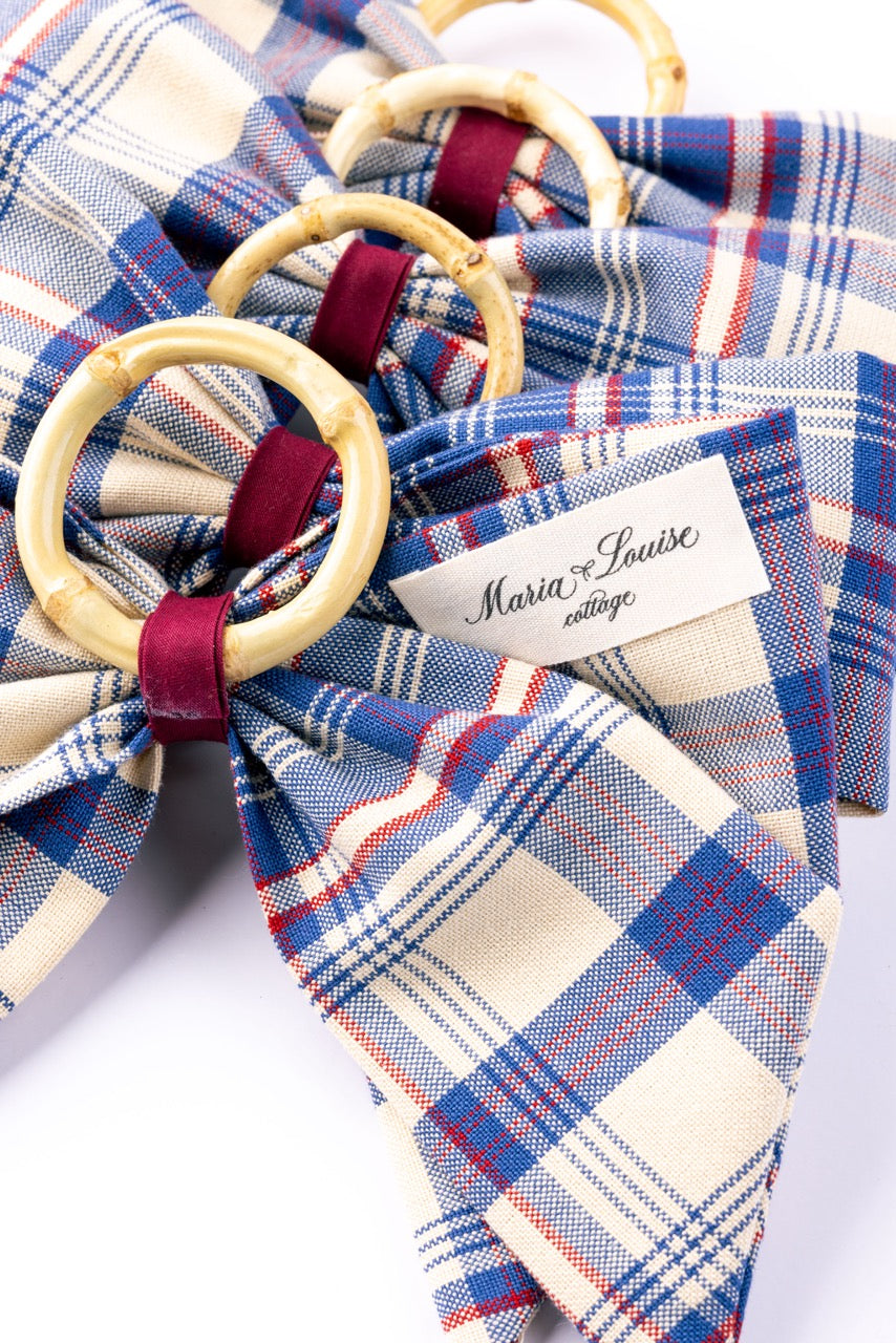 Marseille Indigo Plaid Napkin Rings in Blue, Set of 4