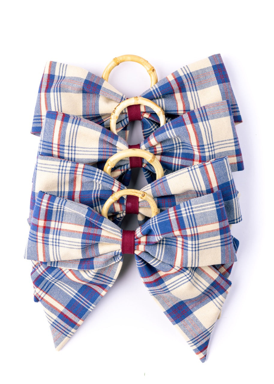 Marseille Indigo Plaid Napkin Rings in Blue, Set of 4