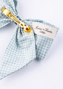 Silk Pastel Blue Check Bow in Blue