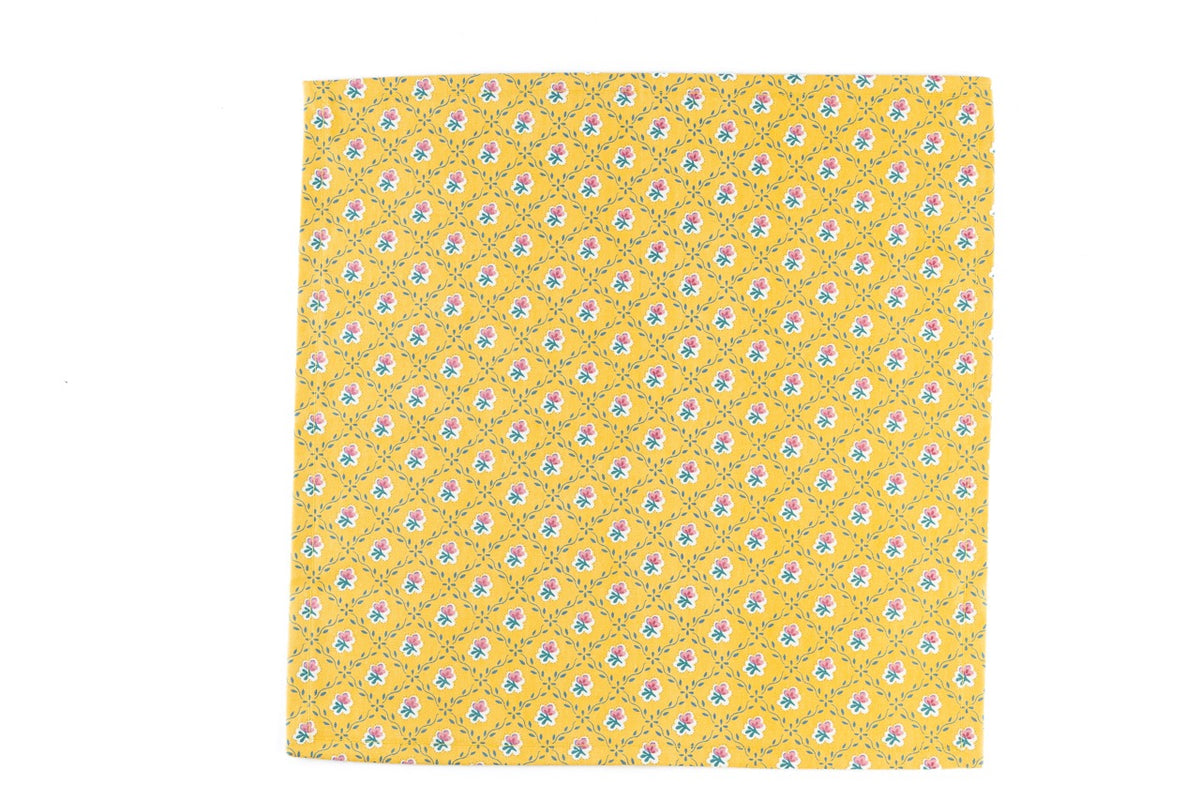 Retro Rose Napkins in Yellow, Set of 4