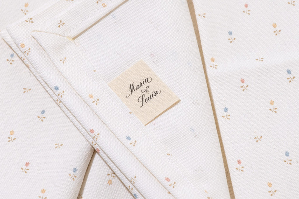 Petite Flower Garden Napkins in White, Set of 4