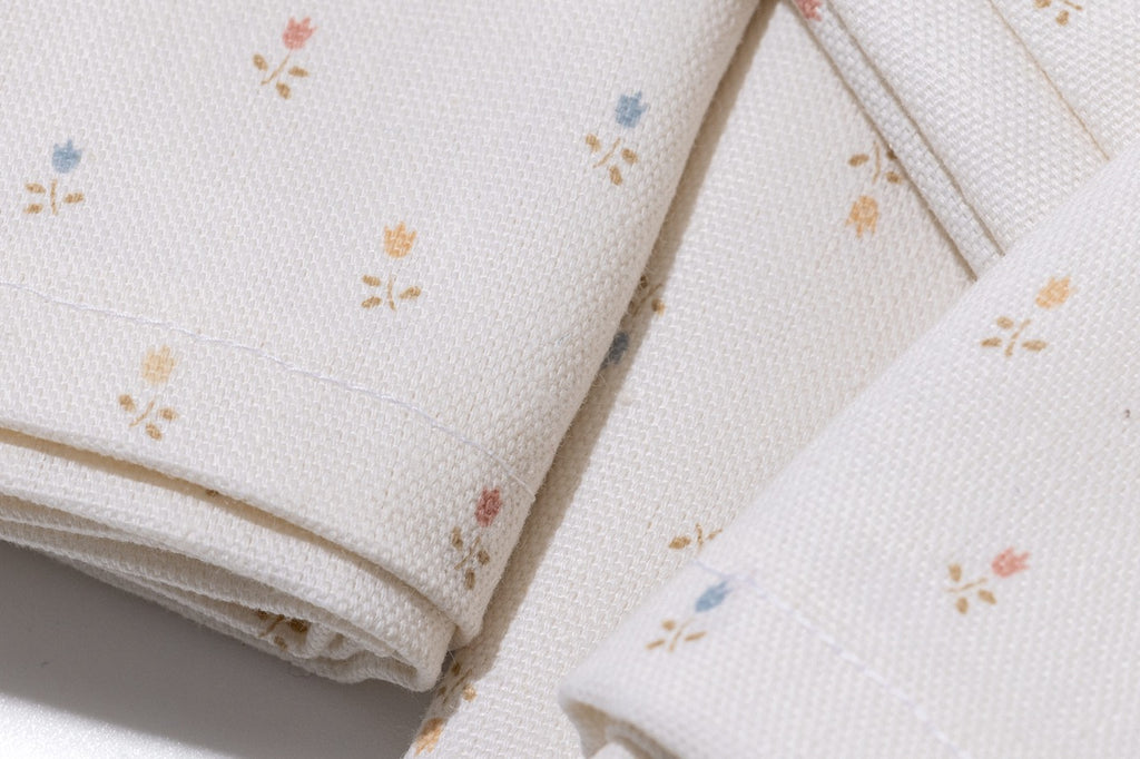 Petite Flower Garden Napkins in White, Set of 4