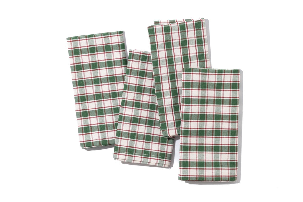 Crimson Grove Plaid Napkins in Green, Set of 4