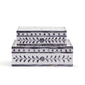 Jaipur Palace Gray/White Cover Box, Set of 2