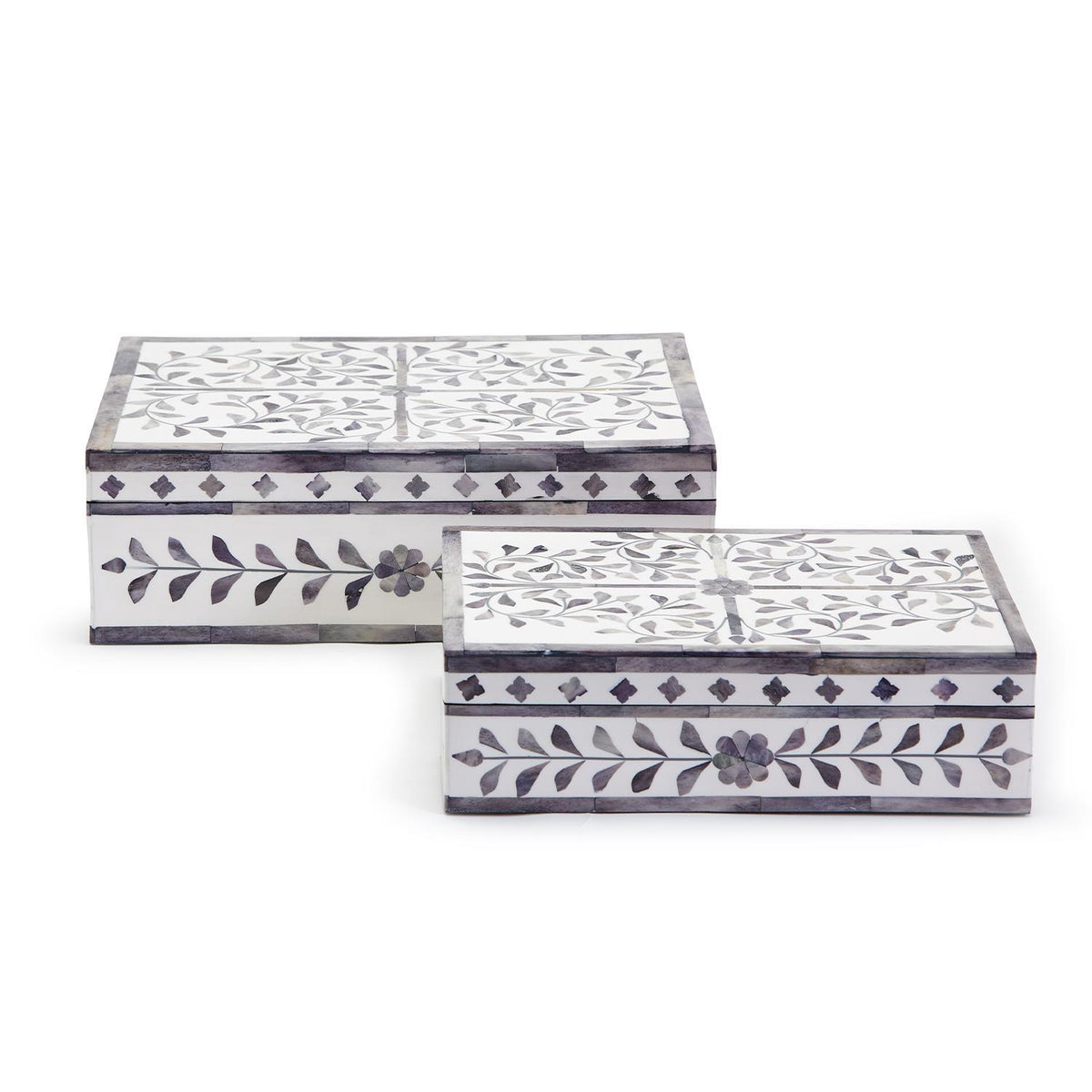 Jaipur Palace Gray/White Cover Box, Set of 2