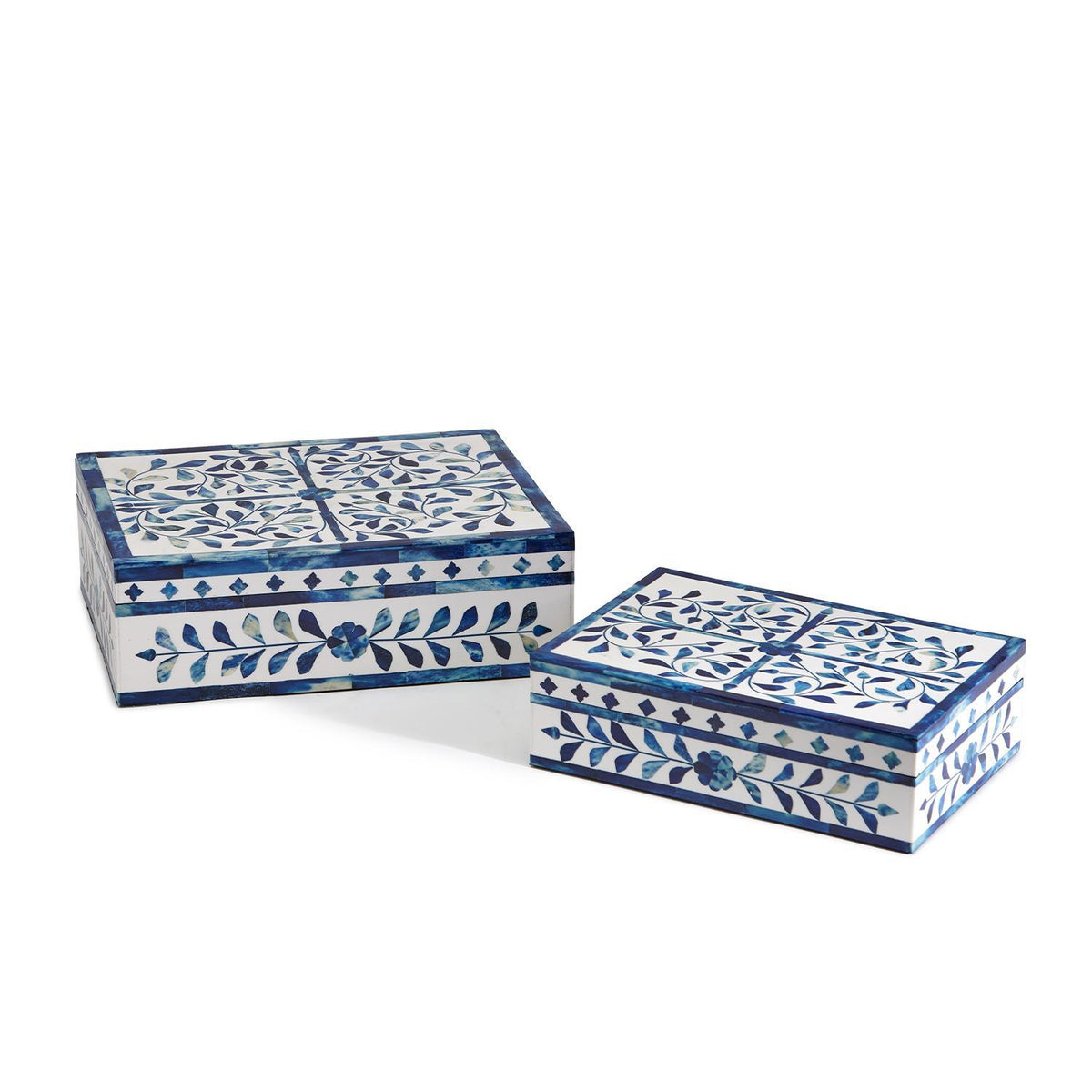 Jaipur Palace Blue & White Tear Hinged Cover Box, Set of 2