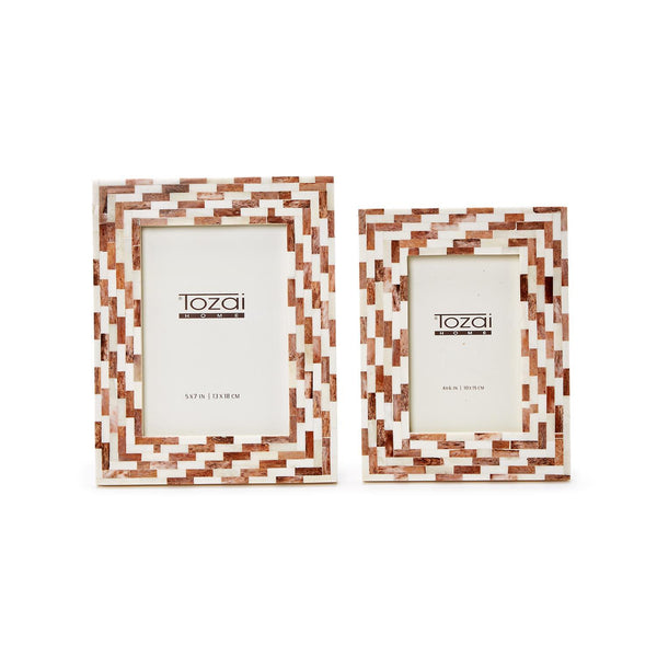 Two's Company 8" X 10" Bone Mosaic Photo Frame