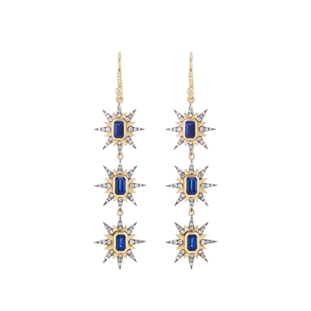 Multi Starburst Earrings Blue Sapphire - Marlo Laz
