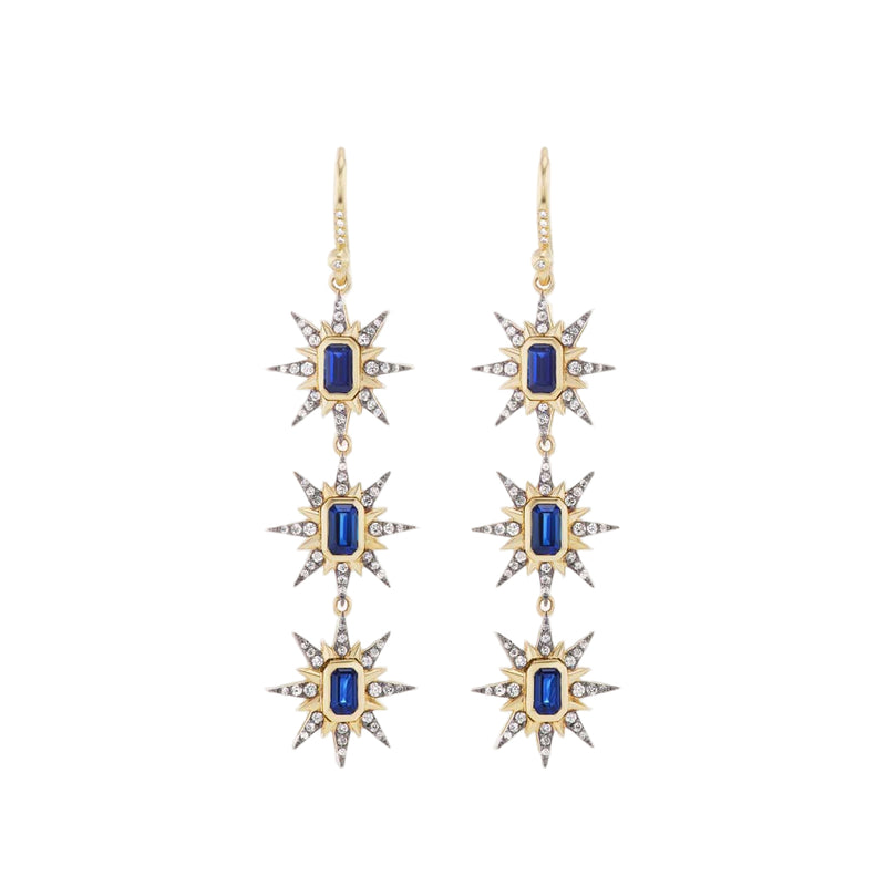 Multi Starburst Earrings Blue Sapphire - Marlo Laz