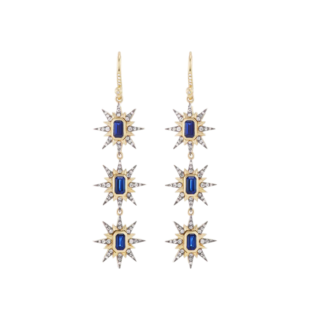 Multi Starburst Earrings Blue Sapphire - Marlo Laz